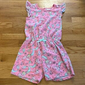 Disney princess size 7/8 Ariel Pink Kids Mermaid Print Romper